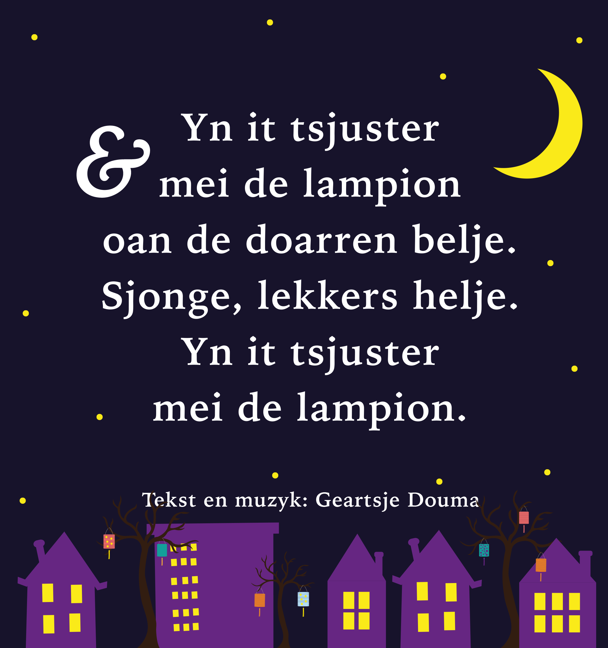 yn it tsjuster mei de lampion